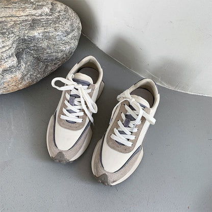 New Spring/Summer Genuine Leather Versatile Thick Sole Casual Sports Shoes for Women - 𝐃𝐔𝐕𝐋𝐀𝐒𝐇𝐎𝐏
